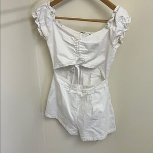 Windsor White Romper with Ruffle Trim
